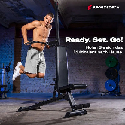 Adjustable Multifunctional Weight Bench with Pull-Up & Dip Station