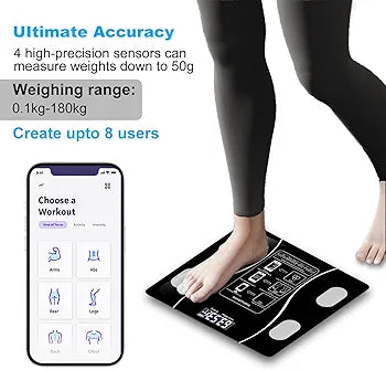 Body Fat Scale – Smart BMI Digital Bathroom Scale with App