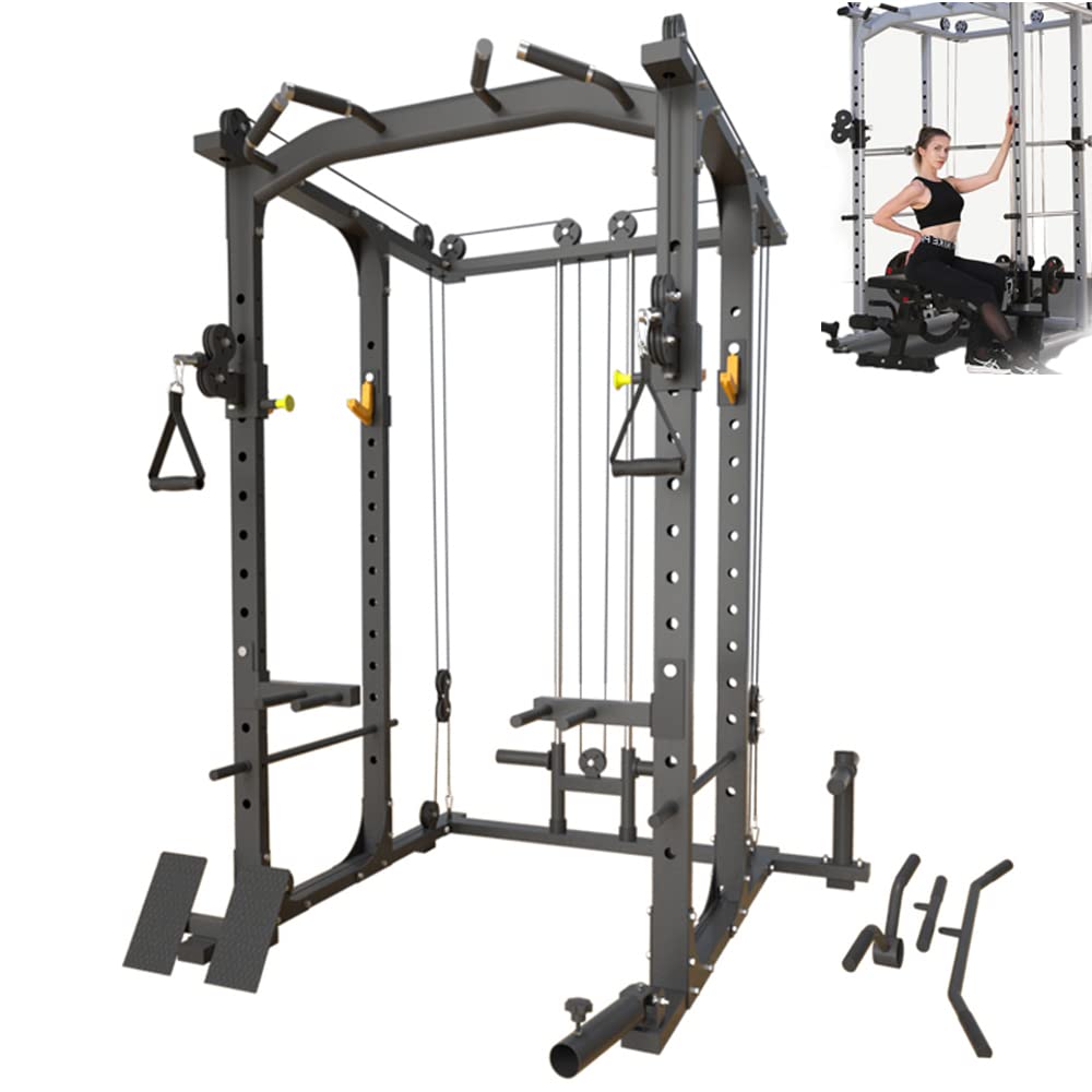 Multifunctional Power Cage Squat Rack with Cable Crossover