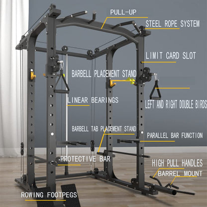 Multifunctional Power Cage Squat Rack with Cable Crossover