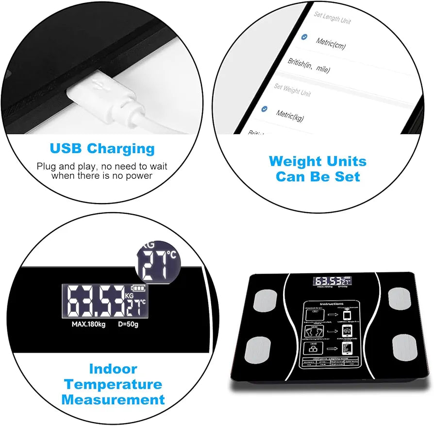 Body Fat Scale – Smart BMI Digital Bathroom Scale with App